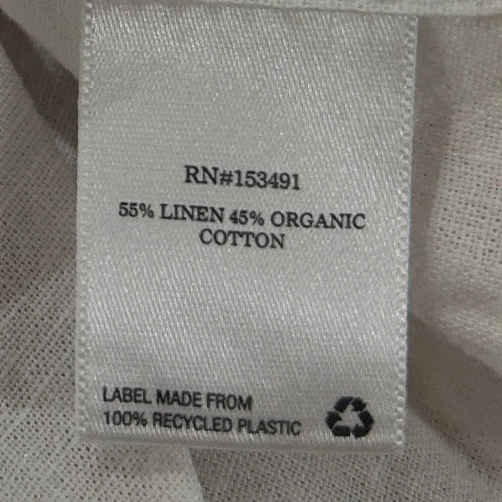 Hope & Henry White linen/cotton Blue denim collar trim Button Down Shirt size xs